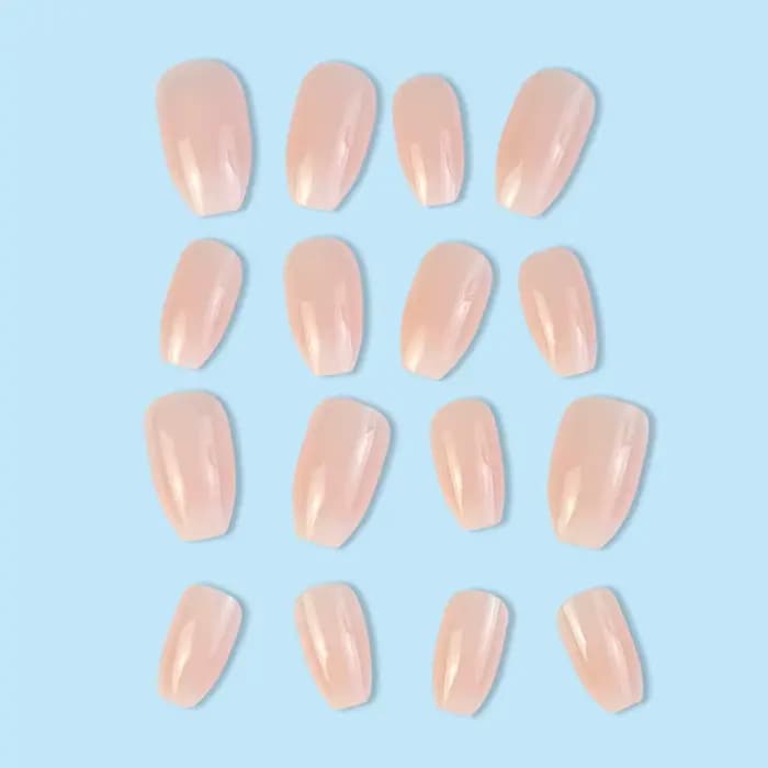 24 pièces ballerine presse sur ongles rose dégradé faux ongles brillant doigt artificiel manucure ré