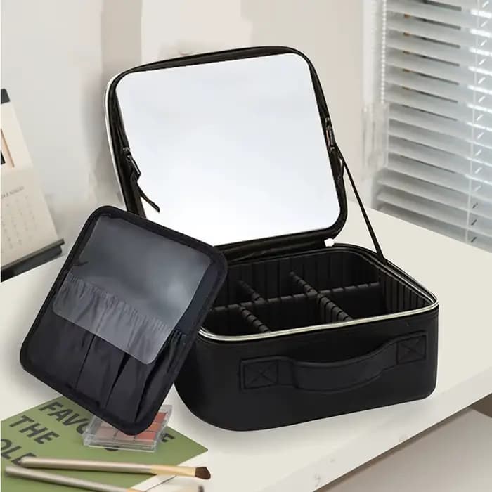 Sac de maquillage de voyage imperméable pour femmes avec miroir