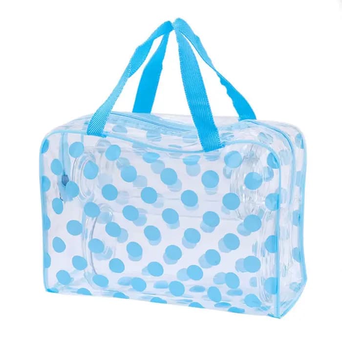Sac de maquillage transparent à pois pour femmes