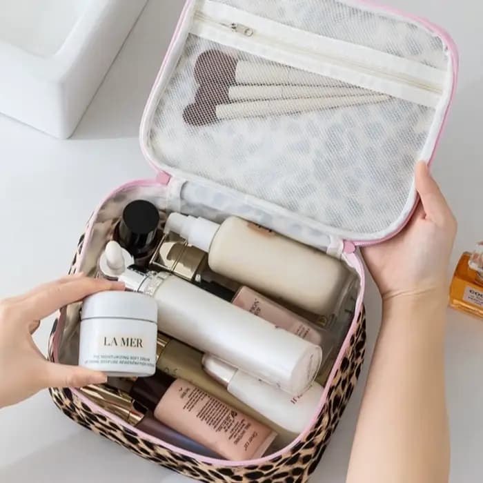 Trousse de maquillage léopard