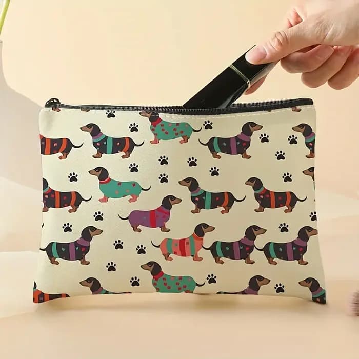 Sac de voyage pour articles de toilette à motif de chiot imprimé