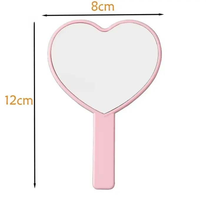 Miroir de maquillage à main en forme de cœur