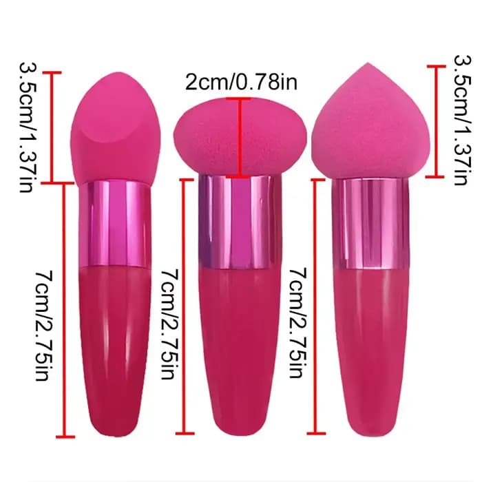Ensemble d'éponges de maquillage 3 pièces avec poignées – 3 formes uniques