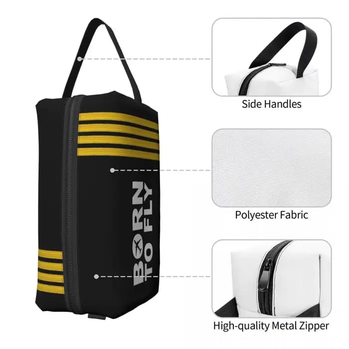 Trousse de toilette personnalisée Born To Fly Captain Stripes