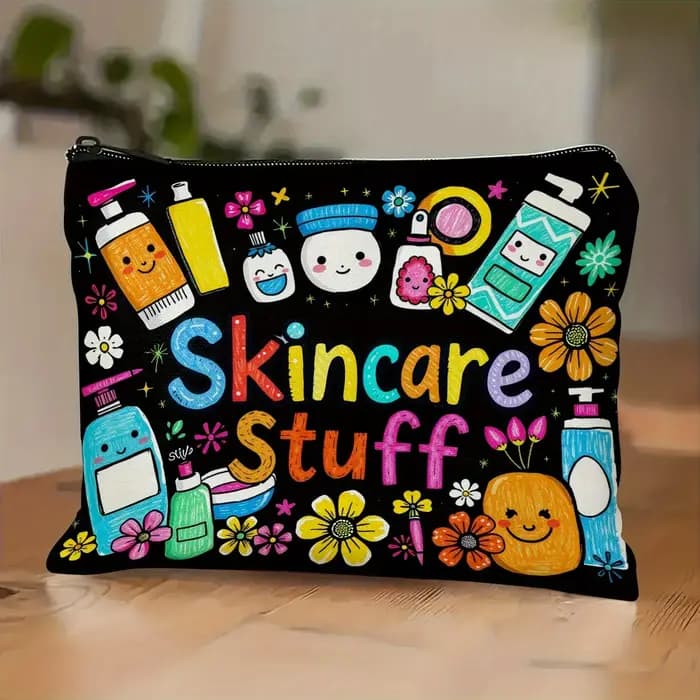 Sac de maquillage à motifs tendance - Pochette multifonctionnelle à fermeture éclair