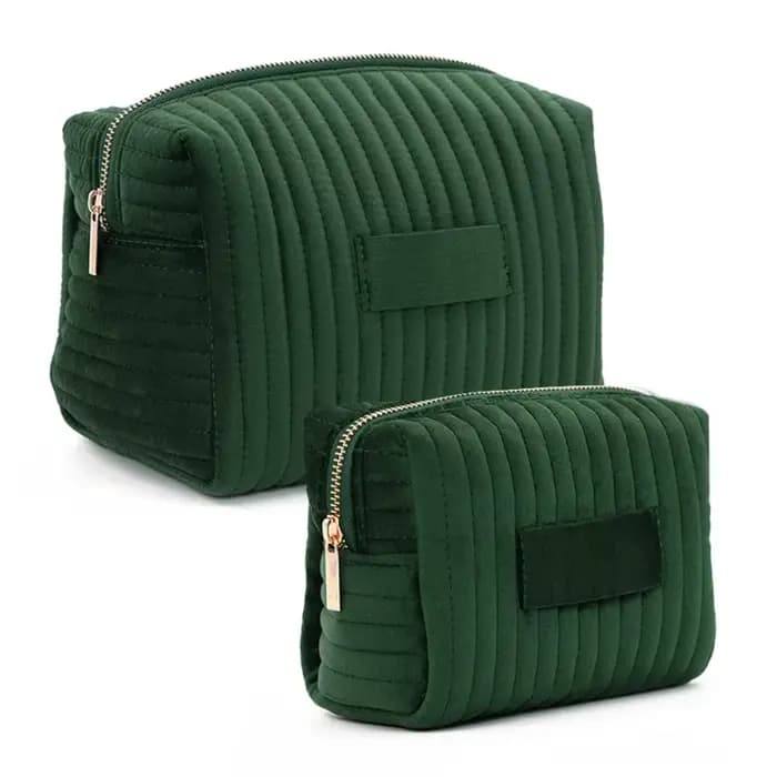 Trousse de Maquillage Portable Grande Capacité en Velours avec Fermeture Éclair, Organisateur de Voy
