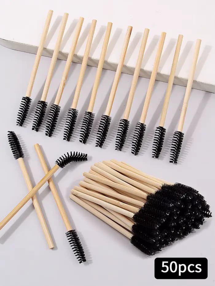 Brosse à cils avec manche en bambou, brosse de maquillage, Extension de cils, baguettes de Mascara,