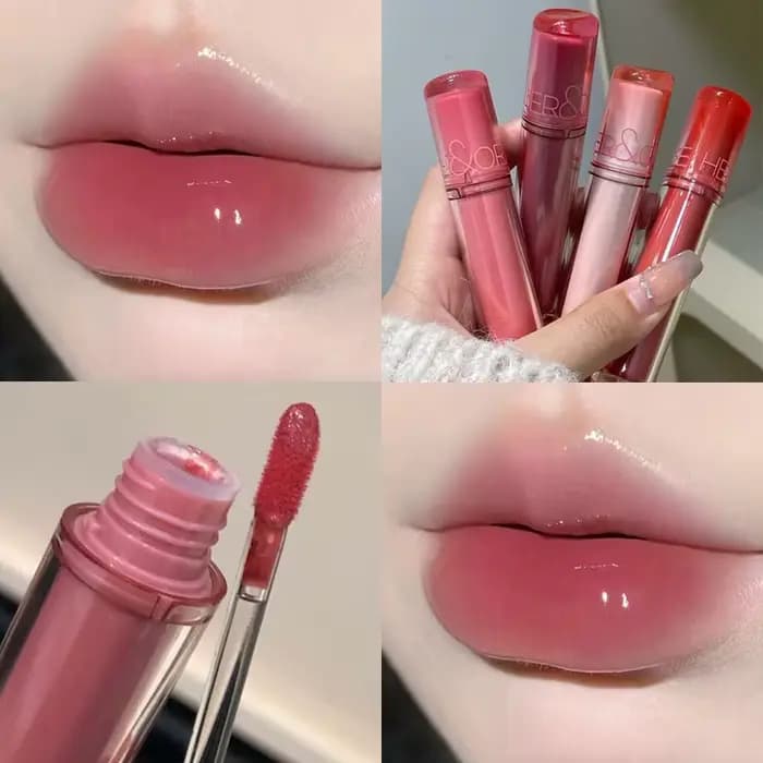 Rose miroir cristal brillant à lèvres maquillage eau verre lèvres glaçure repulpante imperméable gelée teinte à lèvres rouge à lèvres hydratant beauté lèvres