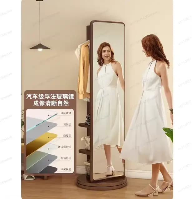 Porte-manteau rotatif, miroir pleine longueur sur pied pour chambre