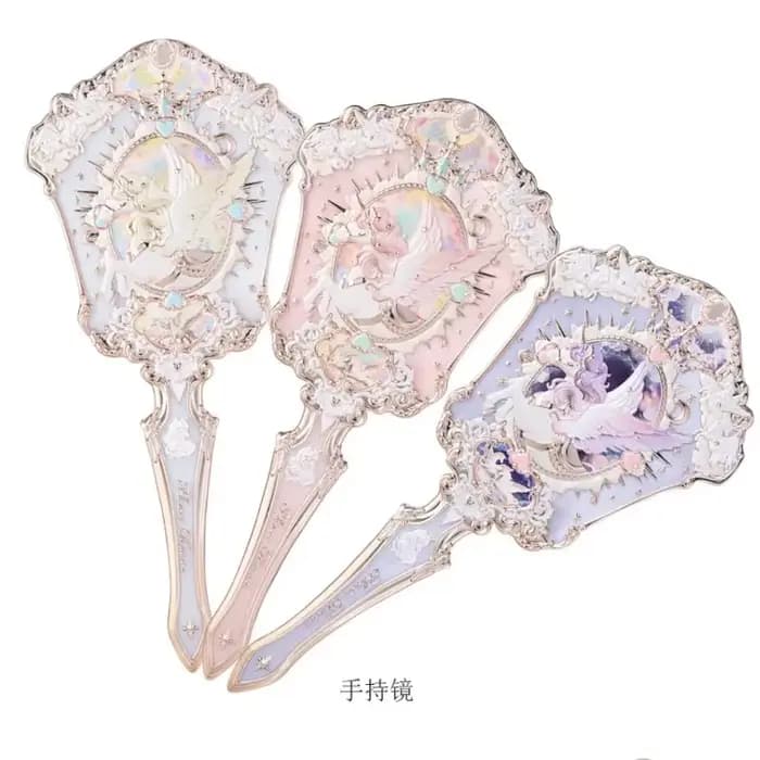 Miroir à main Flower Knows Unicorn, miroir de maquillage vintage gravé et embossé, miroir portable mignon Lolita pour filles, cadeau