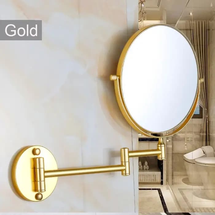 Miroir de maquillage mural peu encombrant, miroir rotatif double face 3X/1X avec cadre en aluminium, design pliable pour salle de bain