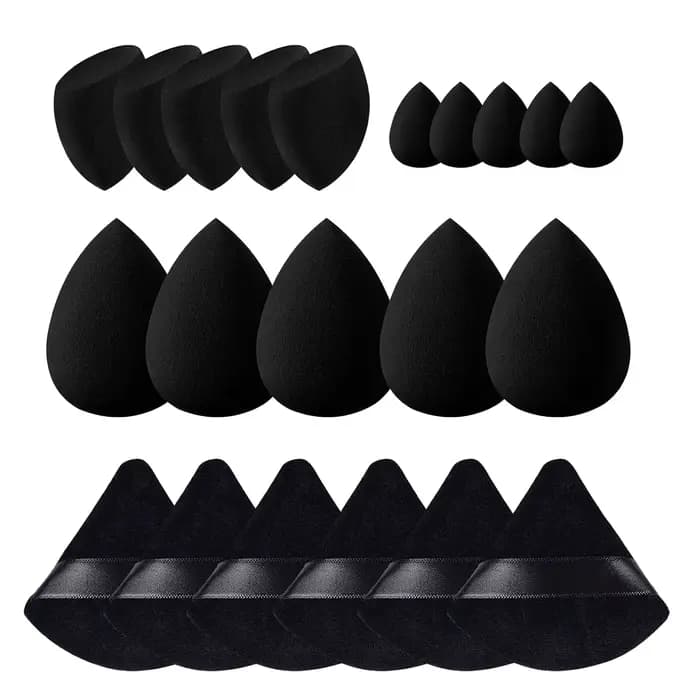 Lot de 21 éponges de maquillage noires