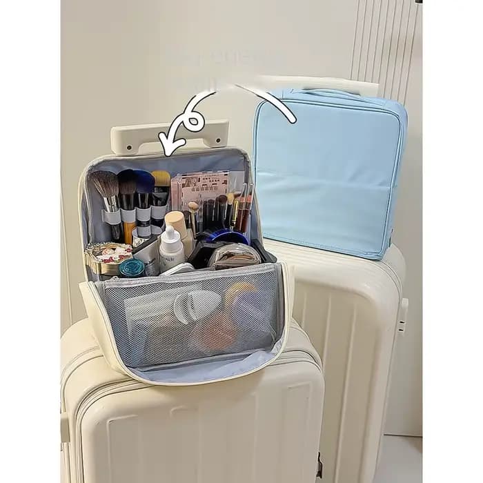 Trousse de maquillage verticale multi-couches élégante et de grande capacité
