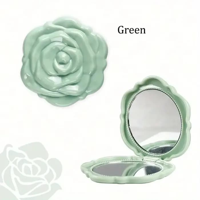 Miroir de maquillage à fleurs roses portable et pliable