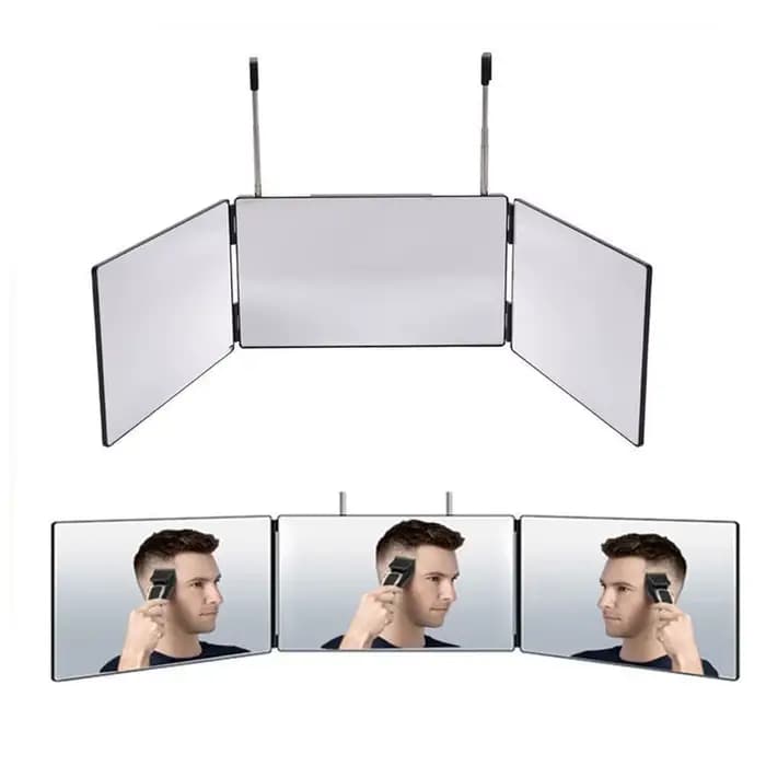 Nouveau miroir 3 voies pour la coupe de cheveux en solo, miroirs de barbier pliables à 360° pour voi