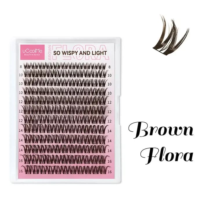 UCoolMe cils marron flore 0.05mm D Curl naturel vaporeux et léger 8-16mm segmenté