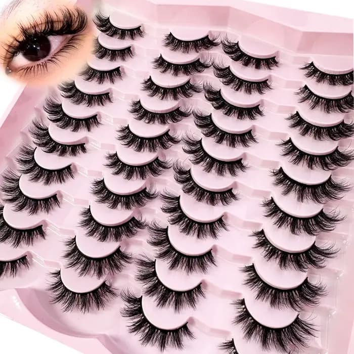 20 paires 5D cils moelleux D Curl cils épais oeil de chat cils doux vaporeux 8D Volume faux cils Ext