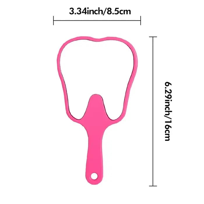 Miroir de maquillage haute définition en forme de dent avec poignée