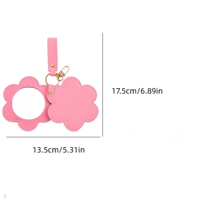 Miroir de maquillage en forme de fleur en cuir PU