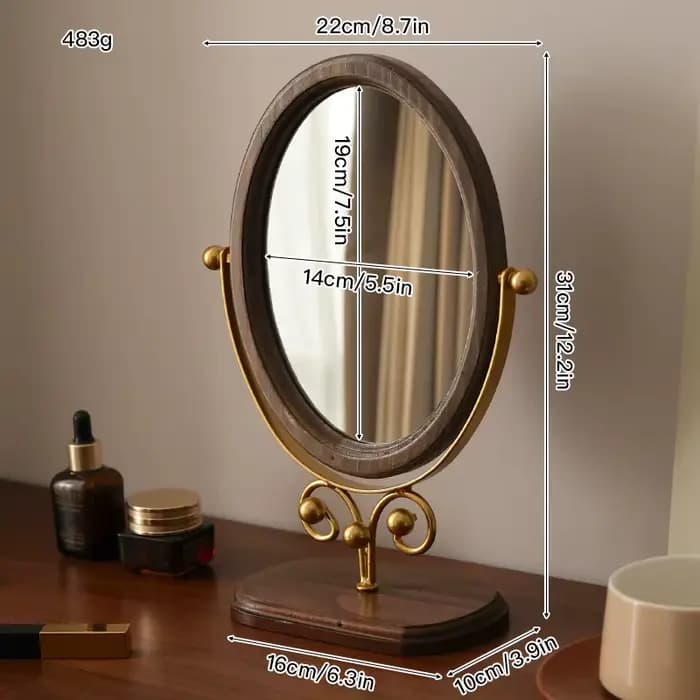 Miroir de maquillage Vintage pour filles, Table de chambre à coucher, petit miroir de maquillage nor