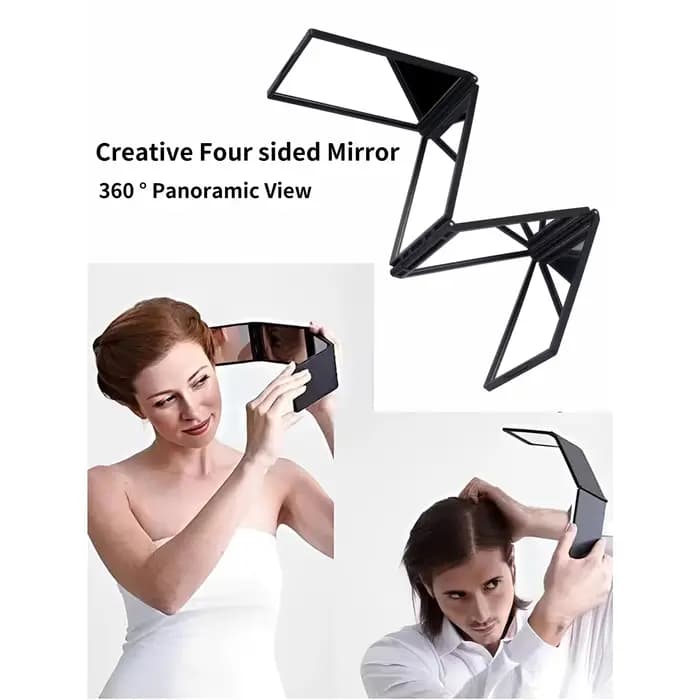 Miroir pliable réglable à trois volets pour la coiffure