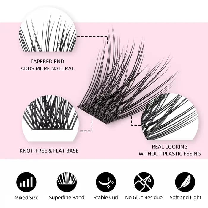 YUANZHIJIE bricolage 120 pièces cils en grappe 3D naturel bouquet 8-16mm D Curl faisceau segmenté in