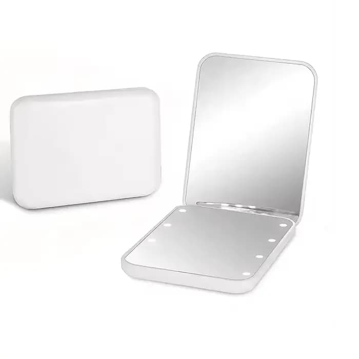 Mini miroir de maquillage portable 1X/3X grossissant, compact, pliable, de voyage, avec lumière, mir