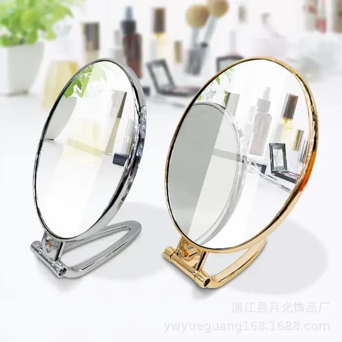Miroir à main double face avec poignée pliable réglable