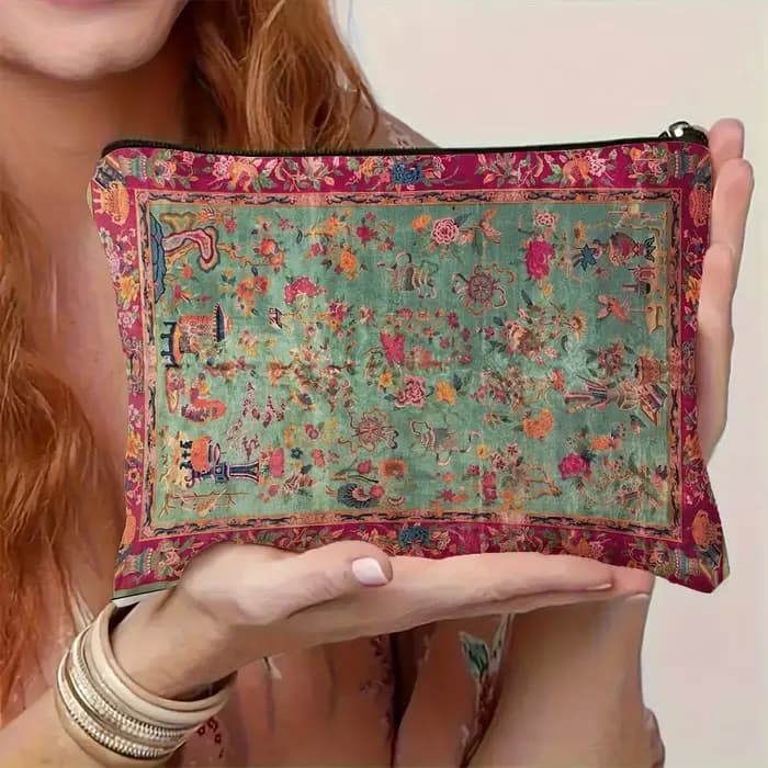 1 sac de maquillage rétro bohème à la mode – pochette multifonctionnelle à fermeture éclair pour femme