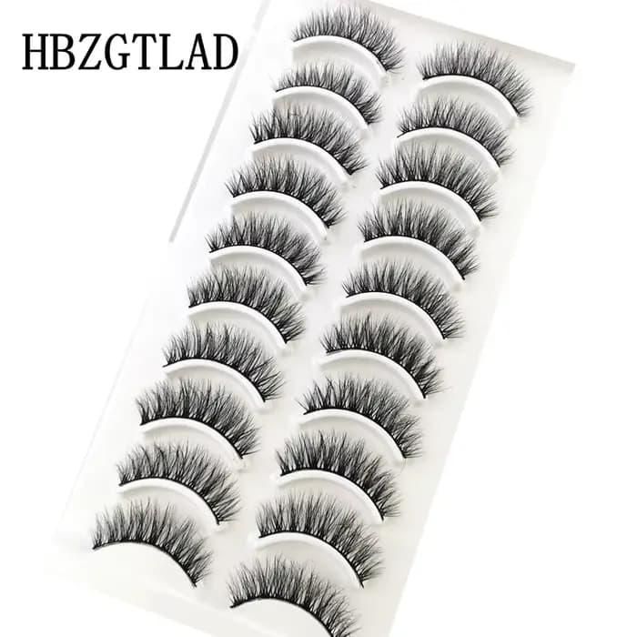 Extension de faux cils en vison, naturels, longs, faits à la main, volume 3d, maquillage, 10 paires,