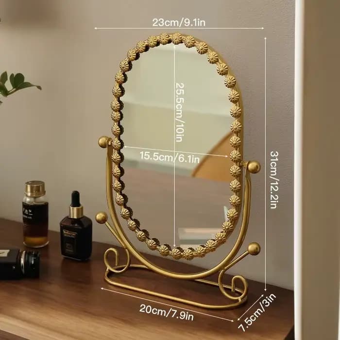 Miroir de vanité de style européen de luxe léger, miroir sur pied pour la décoration de la chambre,
