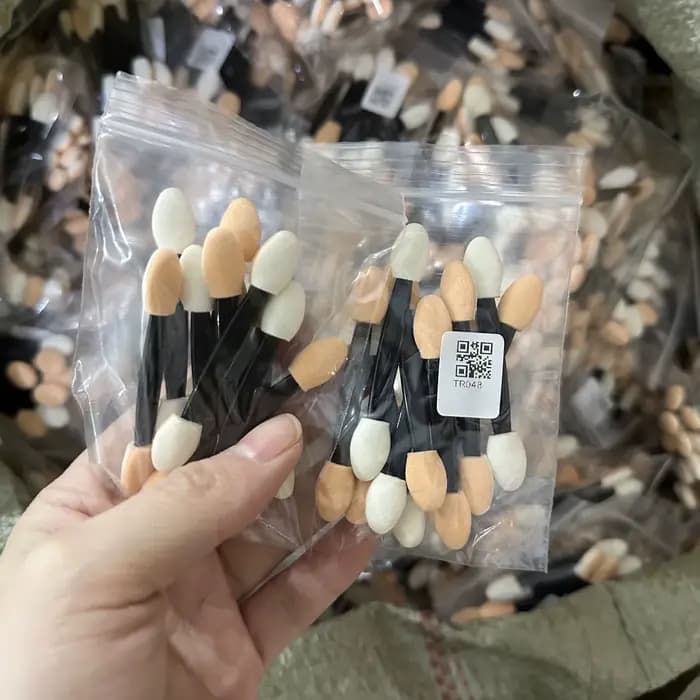 Éponge à Double extrémité pour poudre d'art des ongles, brosse multifonctionnelle pour fard à paupiè