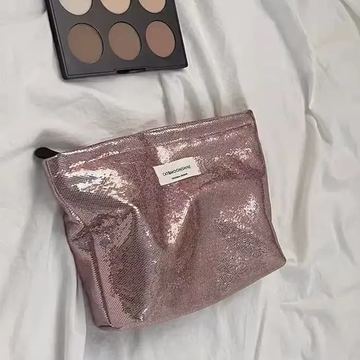 Sac de rangement Portable à paillettes pour produits de toilette et de soins de la peau