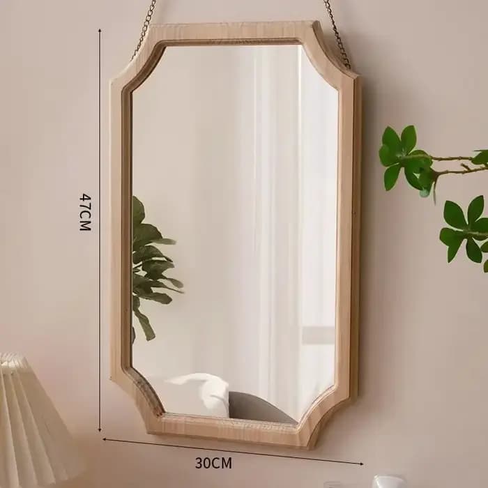 Miroir de maquillage rétro en bois massif