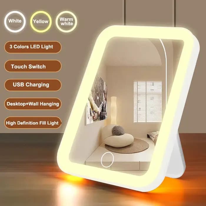 Miroir de courtoisie LED portable avec écran tactile