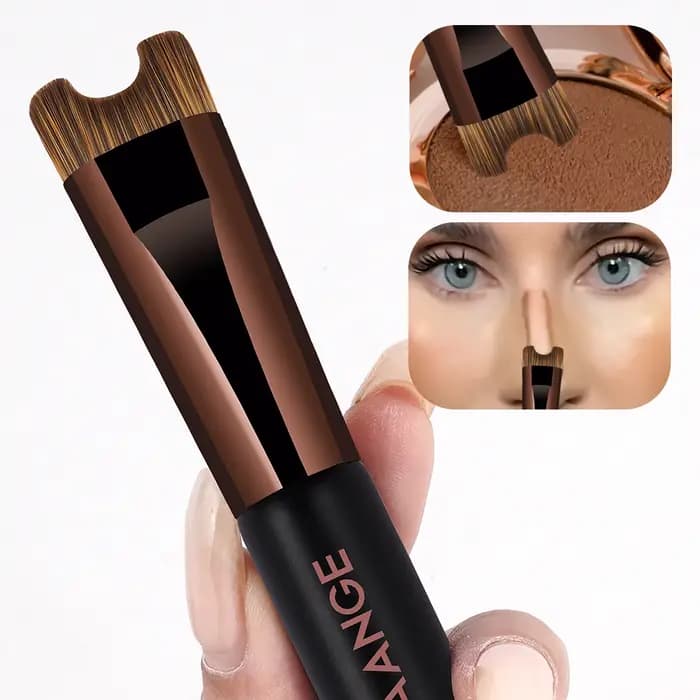 MAANGE Double tête fond de teint Contour du nez pinceau de maquillage en forme de U Modification facile de l'ombre nasal