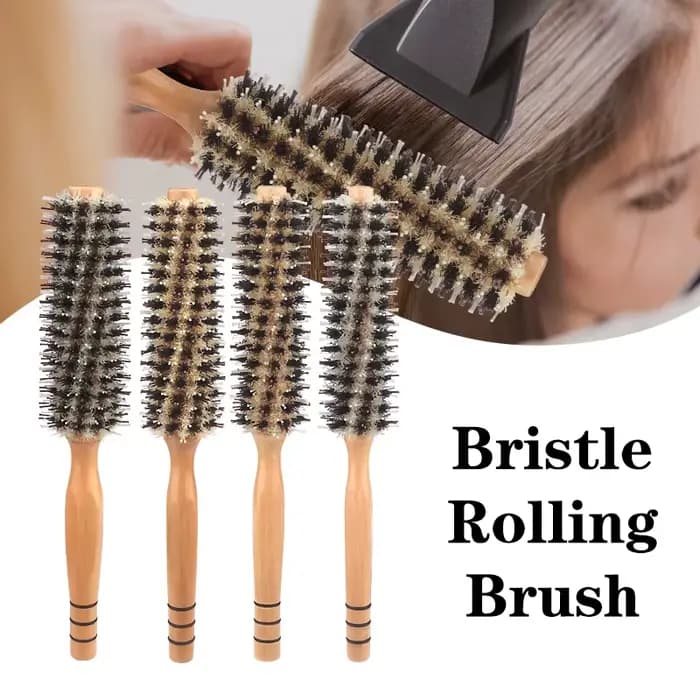 Brosse à cheveux en bois avec poils de sanglier naturels, peigne à cheveux en bois pour femmes, cheveux bouclés, coiffure
