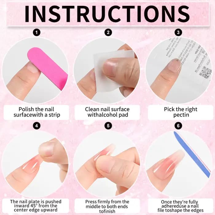 100 pièces rose clair presse sur ongles court moyen carré portable faux ongles conseils 10 tailles c