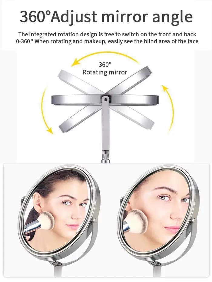 Grand miroir de maquillage argenté