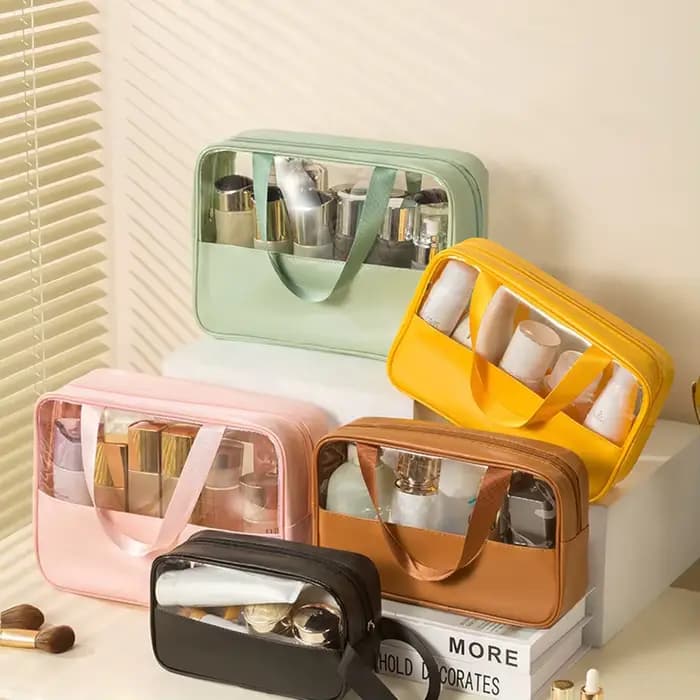 Trousse de toilette pour femmes et hommes, organisateur de voyage cosmétique de maquillage translucide et imperméable pour accessoires, articles de toilette