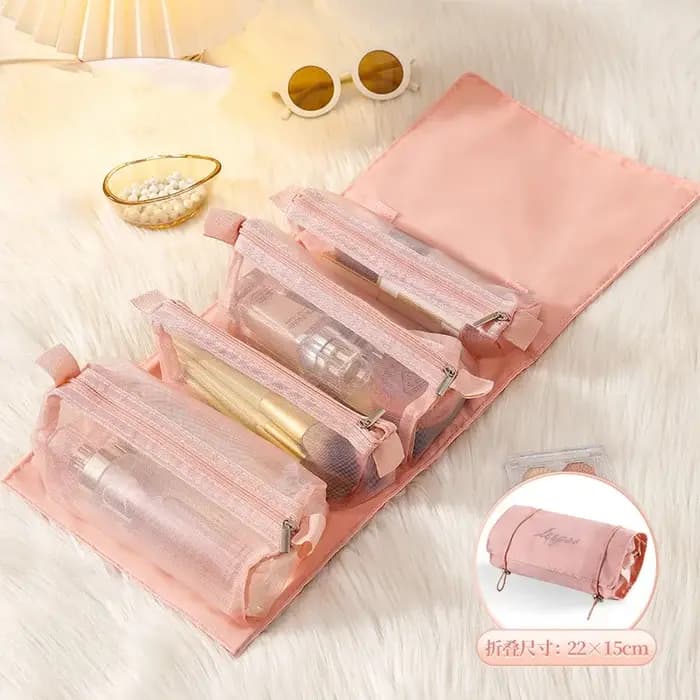 Trousse à cosmétiques détachable Portable grande capacité 4 en 1, trousse de maquillage pliable, tro