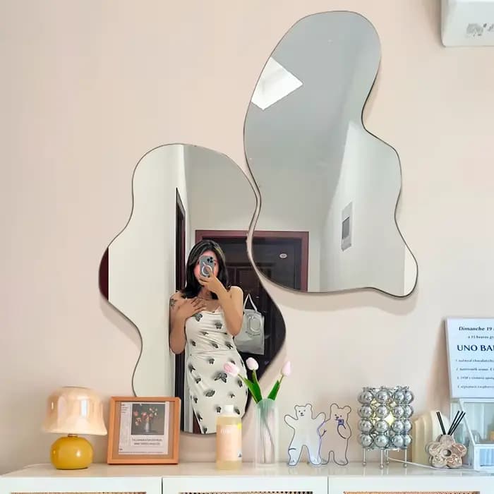 Miroir de maquillage nordique ornement irrégulier dortoir esthétique Design Cool créatif Espelho Grande Para Quarto meubles de maison