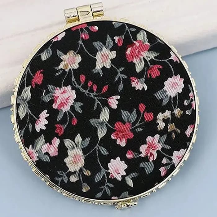 Miroir de poche à fleurs, mini miroir de maquillage compact, portable, pliable sur deux côtés, miroir de maquillage vintage pour femmes, cosmétique, pour cadeau