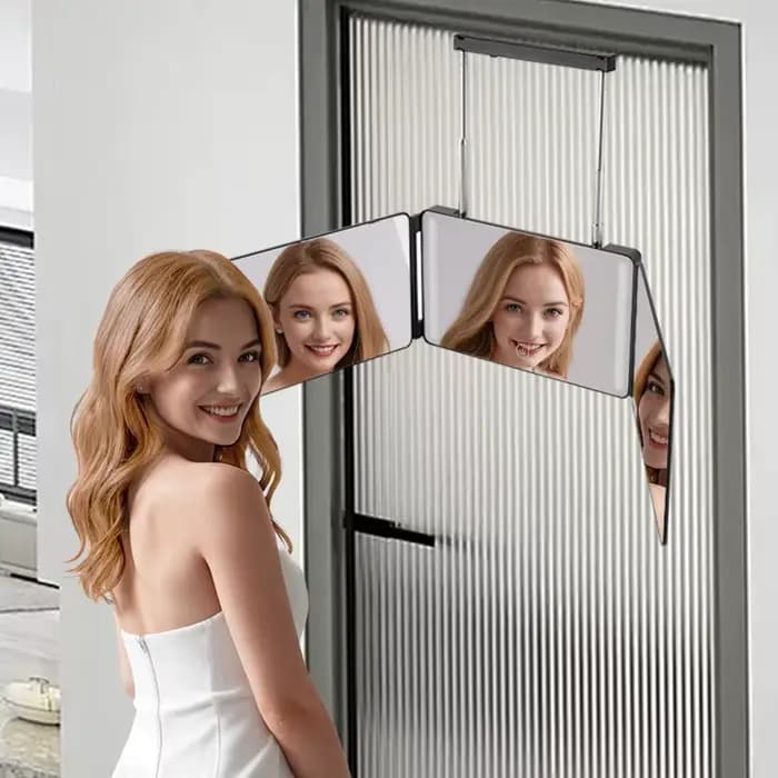 Miroir de coiffure 3 voies 360° avec lumières LED/sans lumière