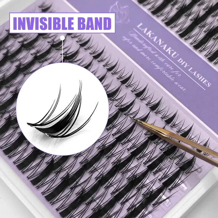 LAKANAKU 168 Fans bricolage grappe cils oeil de chat cils bande Invisible Premium vison Manga cils g