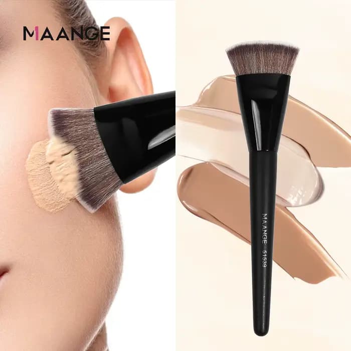 Brosse à fond de teint à tête plate avec boîte