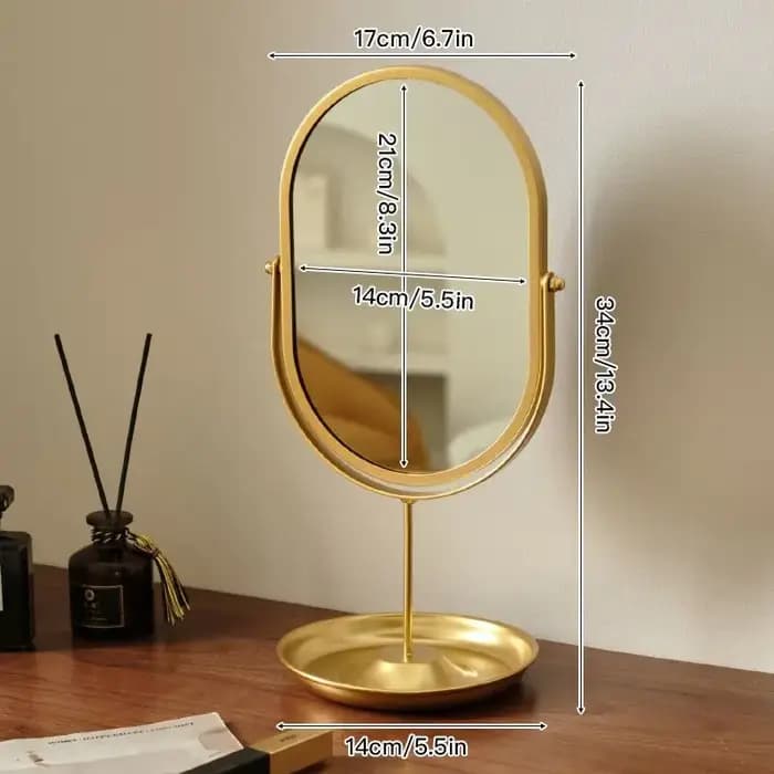 Miroir de maquillage de bureau de style japonais, miroir décoratif rotatif pour coiffeuse, chambre à