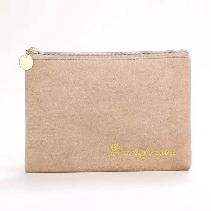 Trousse de maquillage en velours avec fermeture éclair pour femme, trousse de toilette cosmétique po
