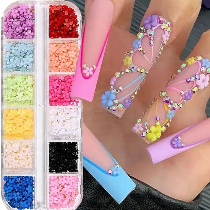 Kit de décorations pour ongles avec nœud floral 3D