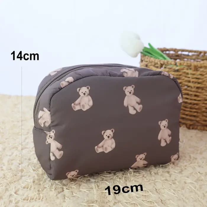 Trousse de maquillage imprimée ours en peluche